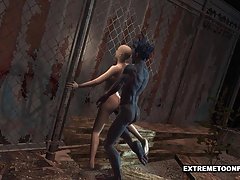 Обръсна 3d Тоон маце стане прецака от чудовище